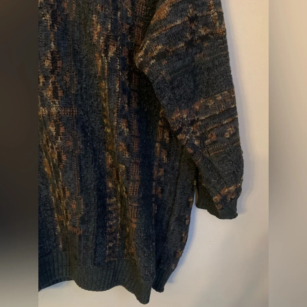 Vtg Cortina Sweater Multicolor Made Italy Cosby wool Blend Textured Grandpa XL